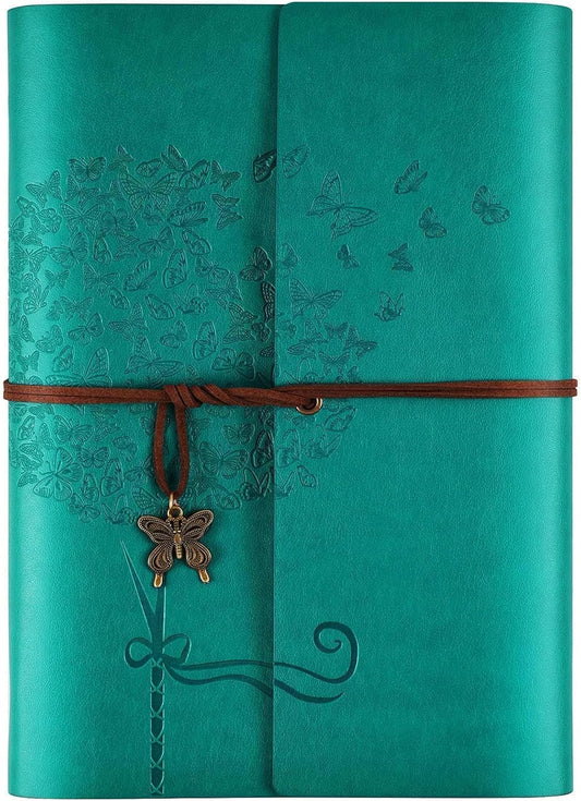 Leather Journal Notebook, Refillable Writing Journal Diary Planner for Women Girls (Blue, A5-9.3''×6.3'')